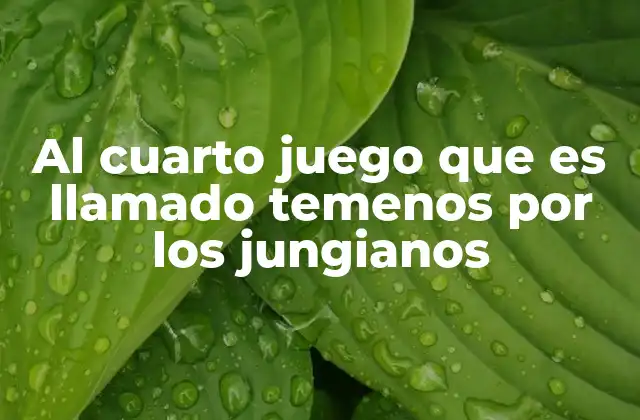 Al Cuarto Juego que es Llamado Temenos por los Jungianos