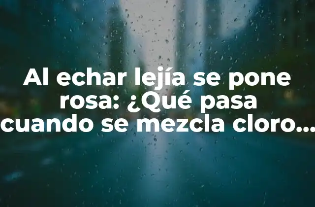 Al Echar Lejía Se Pone Rosa: ¿qué Pasa Cuando Se Mezcla Cloro con Agua?