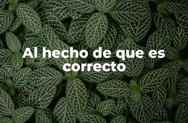Al Hecho de que es Correcto