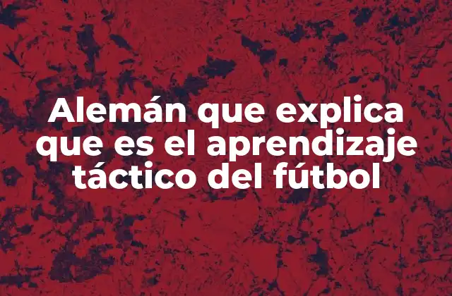Alemán que Explica que es el Aprendizaje Táctico Del Fútbol