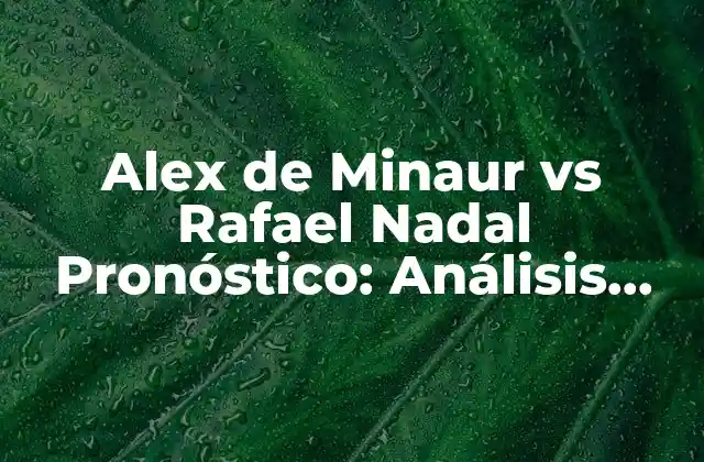 Alex de Minaur Vs Rafael Nadal Pronóstico: Análisis Detallado Del Partido