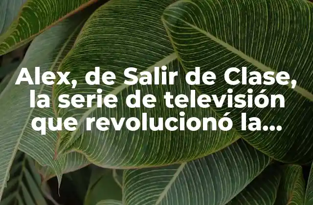 Alex, de Salir de Clase, la Serie de Televisión que Revolucionó la Década de los 90