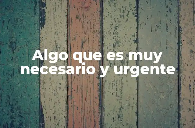 Algo que es Muy Necesario y Urgente