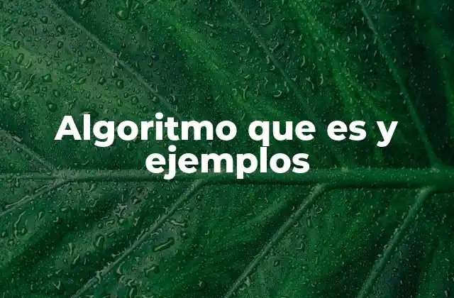 Algoritmo que es y Ejemplos