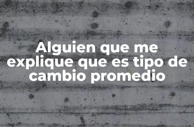 Alguien que Me Explique que es Tipo de Cambio Promedio