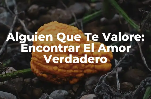 Alguien que Te Valore: Encontrar el Amor Verdadero