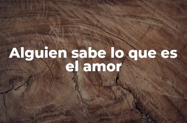 Alguien Sabe Lo que es el Amor