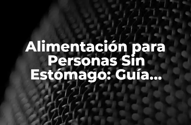 Alimentación para Personas sin Estómago: Guía Detallada y Completa