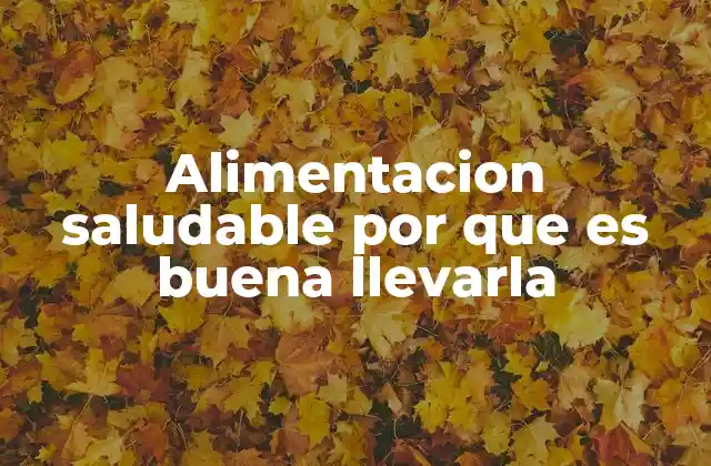 Alimentacion Saludable por que es Buena Llevarla