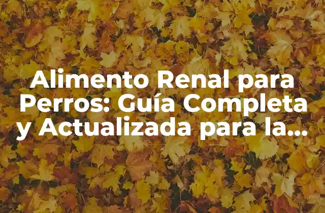 Alimento Renal para Perros: Guía Completa y Actualizada para la Salud de Tus Mascotas