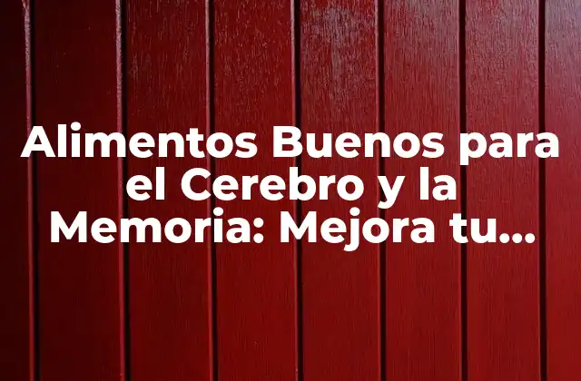 Alimentos Buenos para el Cerebro y la Memoria: Mejora Tu Salud Cerebral