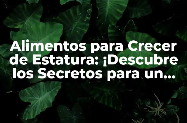 Alimentos para Crecer de Estatura: ¡descubre los Secretos para un Crecimiento Saludable!