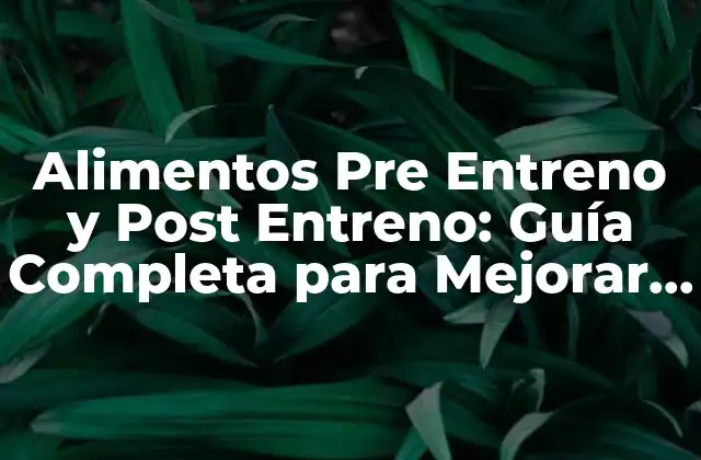 Alimentos Pre Entreno y Post Entreno: Guía Completa para Mejorar Tu Rendimiento