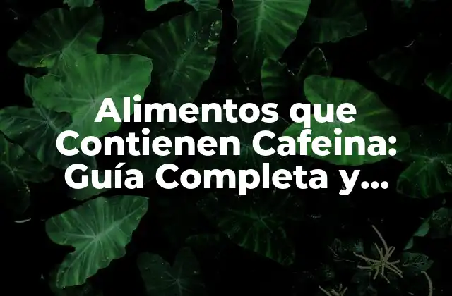 Alimentos que Contienen Cafeina: Guía Completa y Actualizada