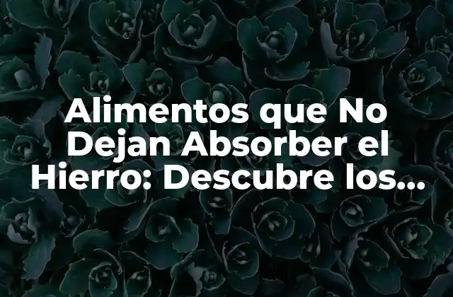 Alimentos que No Dejan Absorber el Hierro: Descubre los Inhibidores de la Absorción de Hierro
