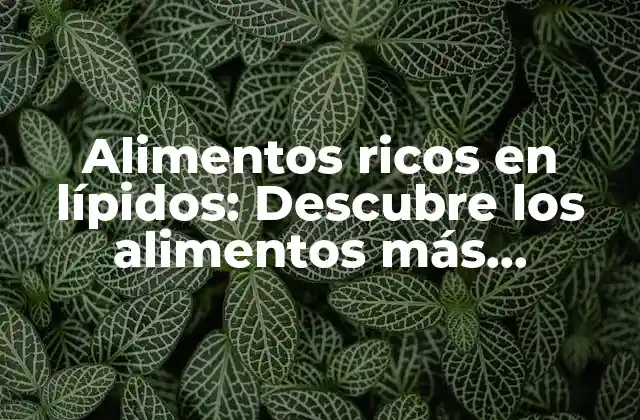 Alimentos Ricos en Lípidos: Descubre los Alimentos Más Grasosos