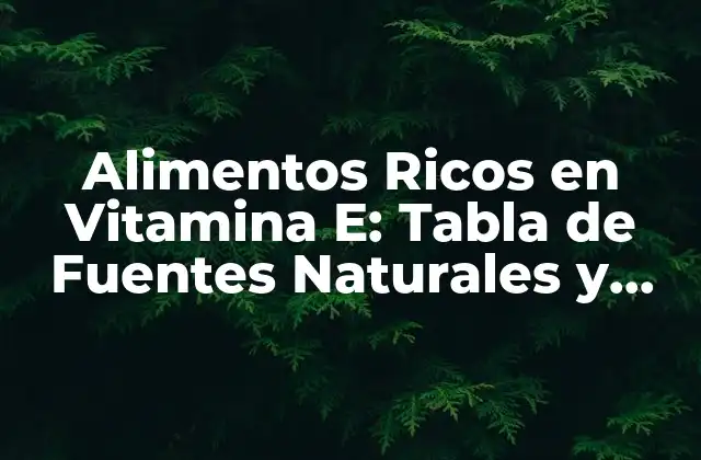 Alimentos Ricos en Vitamina E: Tabla de Fuentes Naturales y Beneficios