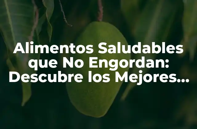 Alimentos Saludables que No Engordan: Descubre los Mejores Opciones para Tu Salud