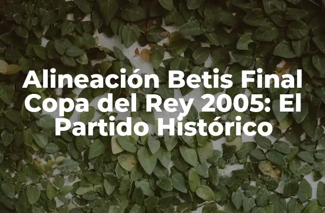 Alineación Betis Final Copa Del Rey 2005: el Partido Histórico