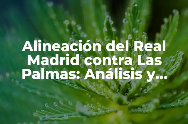 Alineación Del Real Madrid contra las Palmas: Análisis y Previsiones