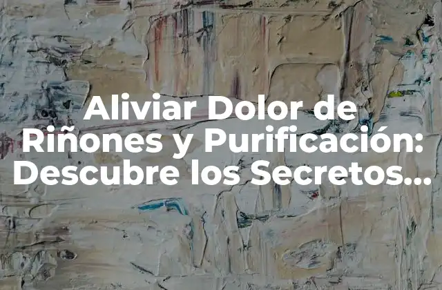 Aliviar Dolor de Riñones y Purificación: Descubre los Secretos para una Salud Renal Óptima