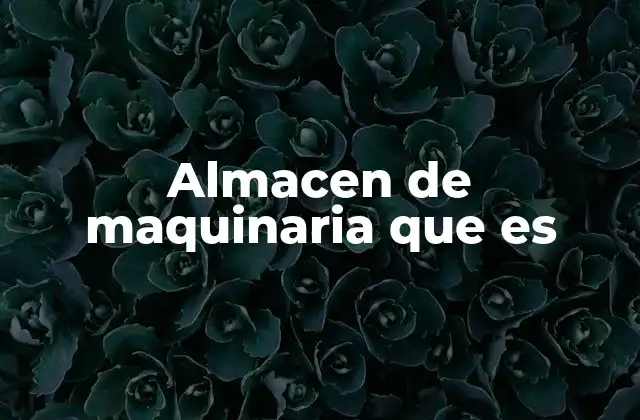 Almacen de Maquinaria que es