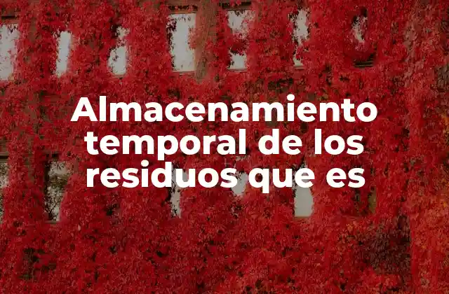 Almacenamiento Temporal de los Residuos que es