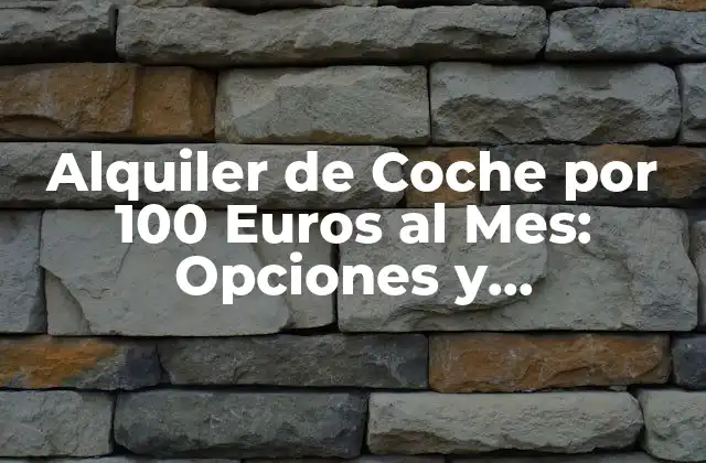 Alquiler de Coche por 100 Euros Al Mes: Opciones y Condiciones
