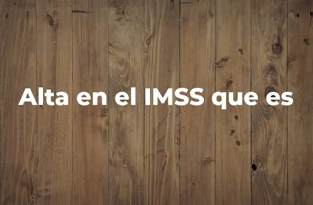 Alta en el Imss que es