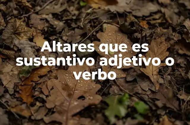 Altares que es Sustantivo Adjetivo o Verbo