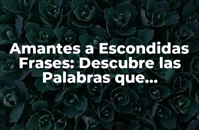 Amantes a Escondidas Frases: Descubre las Palabras que Encienden el Amor Secreto