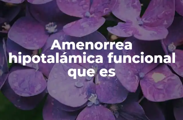 Amenorrea Hipotalámica Funcional que es