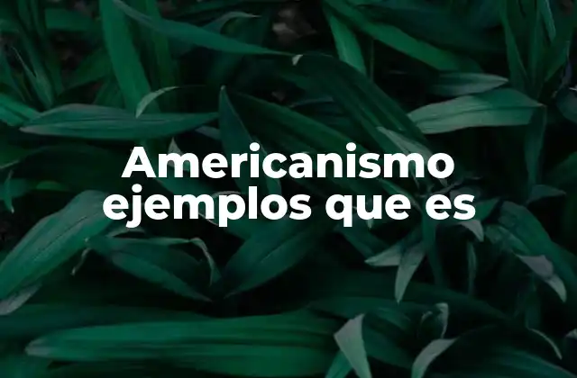Americanismo Ejemplos que es