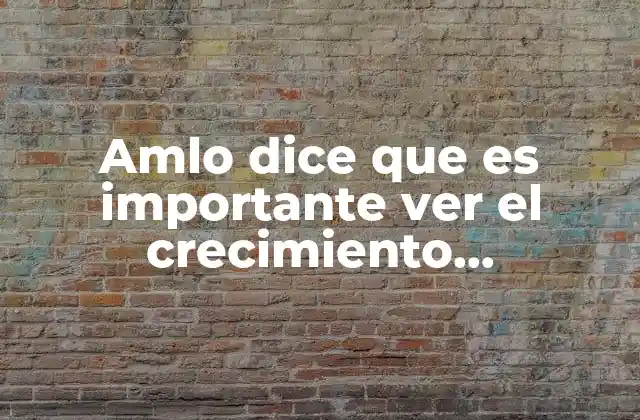 Amlo Dice que es Importante Ver el Crecimiento Económico