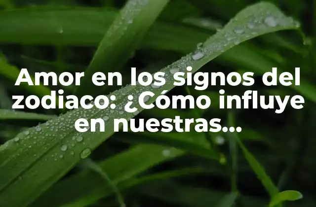 Amor en los Signos Del Zodiaco: ¿cómo Influye en Nuestras Relaciones?