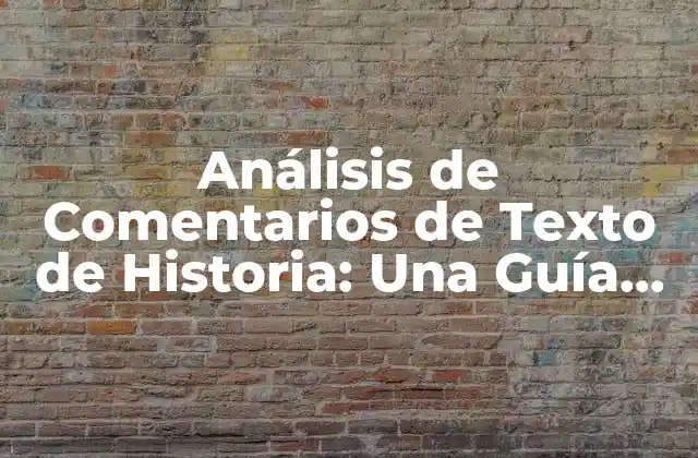 ¿Qué son los Comentarios de Texto de Historia?