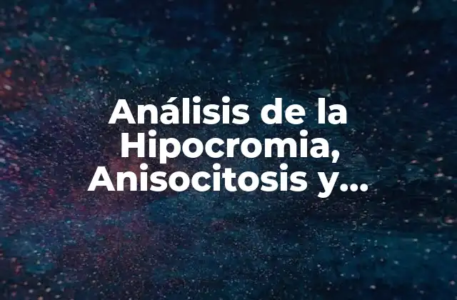 Análisis de la Hipocromia, Anisocitosis y Poiquilocitosis: una Guía Detallada sobre Anomalías Eritrocíticas