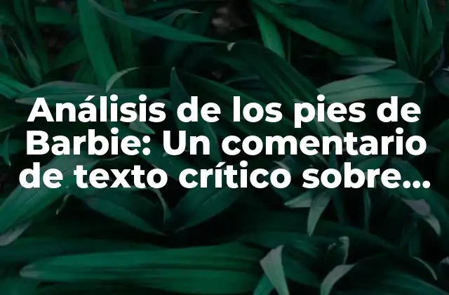 Análisis de los Pies de Barbie: un Comentario de Texto Crítico sobre la Representación de la Belleza