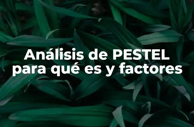Análisis de Pestel para Qué es y Factores