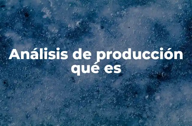 Análisis de Producción Qué es