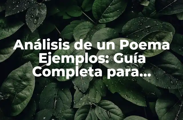 Análisis de un Poema Ejemplos: Guía Completa para Entender la Poesía 2 ¿Qué es el Análisis de un Poema?
