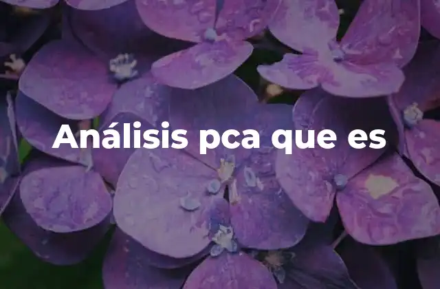 Análisis Pca que es