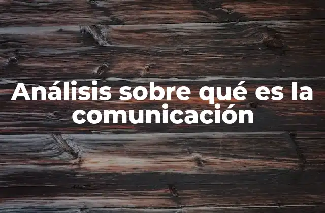 Análisis sobre Qué es la Comunicación