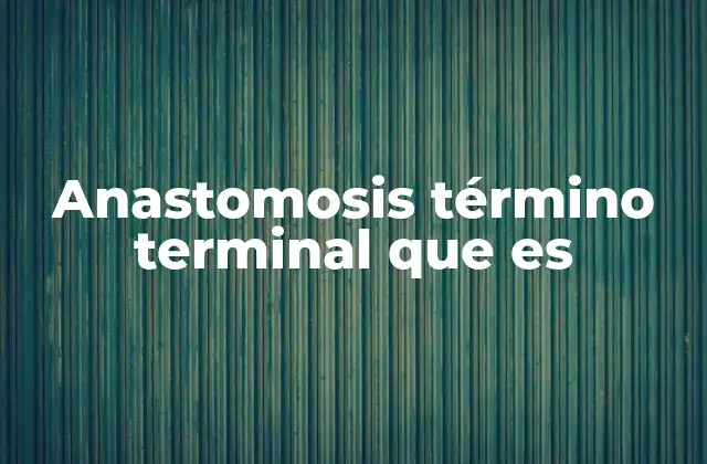 Anastomosis Término Terminal que es