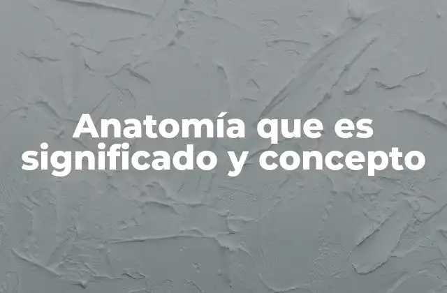 Anatomía que es Significado y Concepto