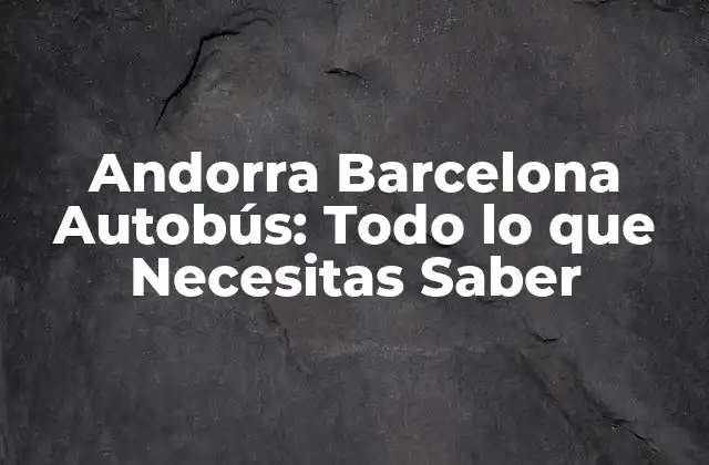 Andorra Barcelona Autobús: Todo Lo que Necesitas Saber