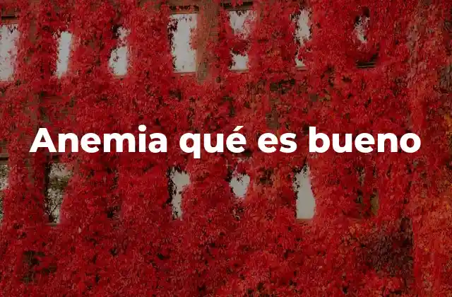 Anemia Qué es Bueno