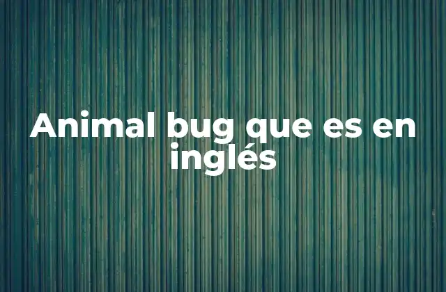 Animal Bug que es en Inglés