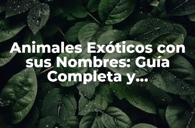 Animales Exóticos con Sus Nombres: Guía Completa y Actualizada