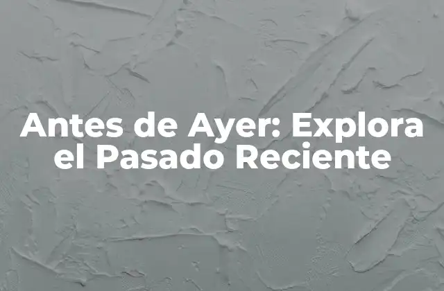Antes de Ayer: Explora el Pasado Reciente